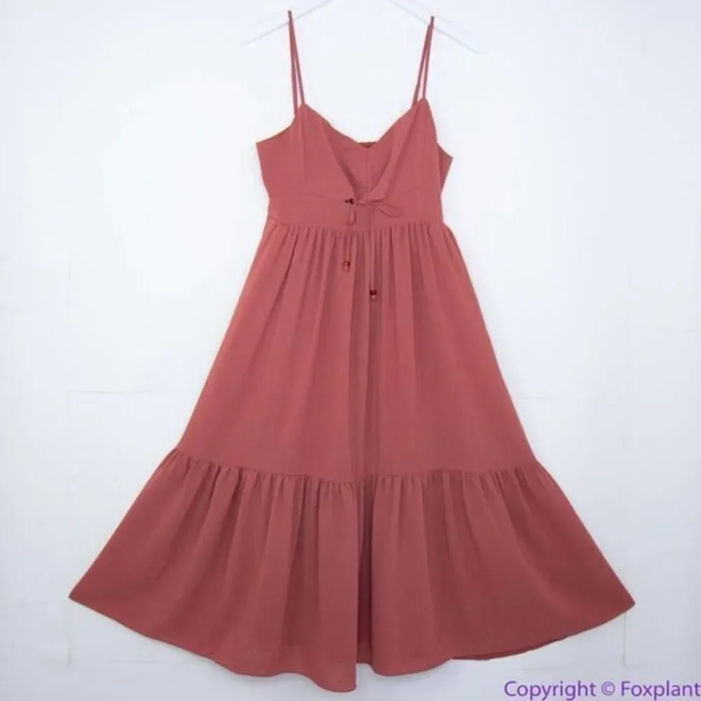 NEW Madewell Ruched Keyhole Tiered Midi Dress,‎ Vintage Quartz, 12